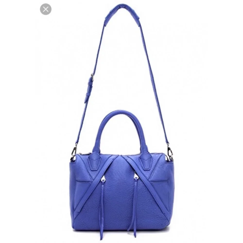 Christopher Kon Blue Pebbled Leather Satchel Bag with Dust Bag